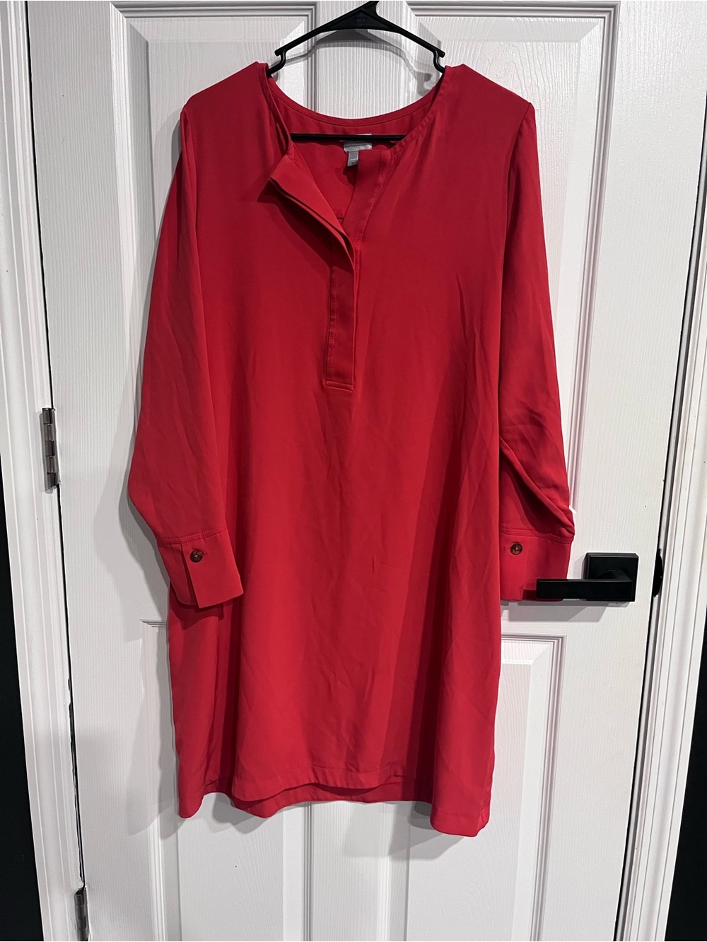 Chico's Red Button-Down Casual Tunic Shirt